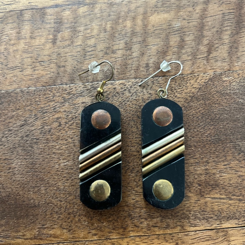 Black and Gold Geometric Earrings